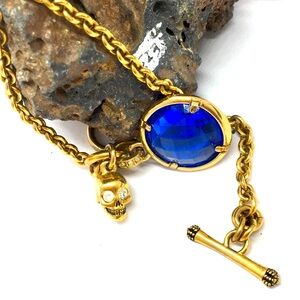 Juicy couture skull charm,blue Swarovski bracelet. Juicy couture hollowed